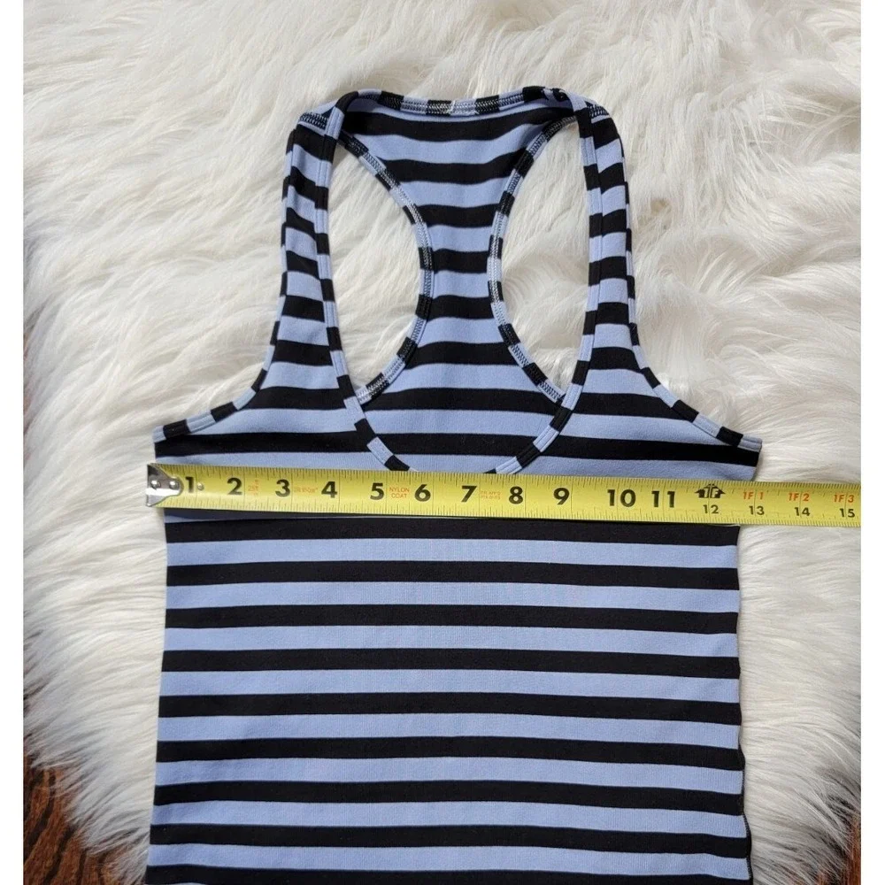 Lululemon Cool Racerback Tank Top Women's Size 4 Lilac /Black Stripe